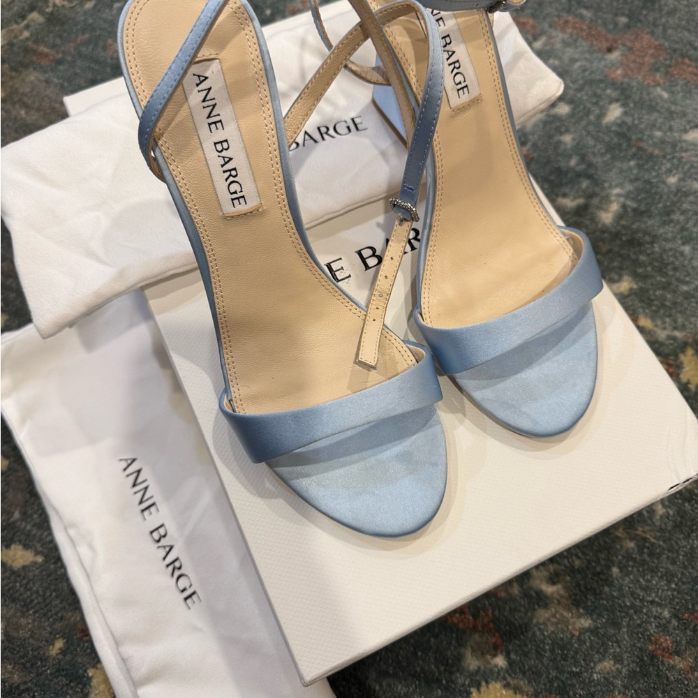 Anne Barge size 37 like new - worn once - Light Blue Ankle Strap Heels - Picture 8 of 10